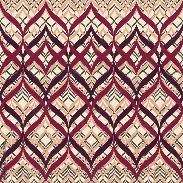 Fototapeta Linear Strokes Triple Underlaid Seamless Pattern
