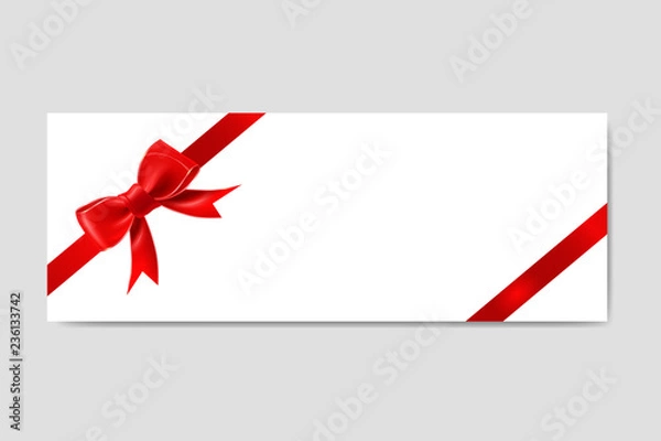 Obraz Gift Card Envelope Template with Ribbon and Bow