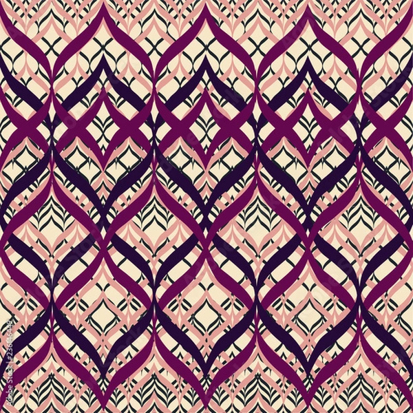 Fototapeta Linear Strokes Triple Underlaid Seamless Pattern