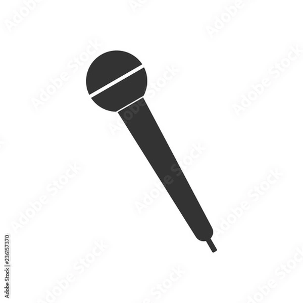 Fototapeta Microphone mic icon. Vector illustration, flat design.