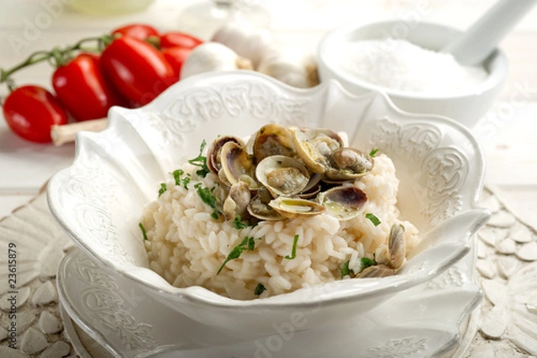 Fototapeta clam risotto - risotto z małżami