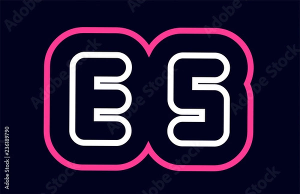 Fototapeta pink white blue alphabet combination letter es e s logo company icon design