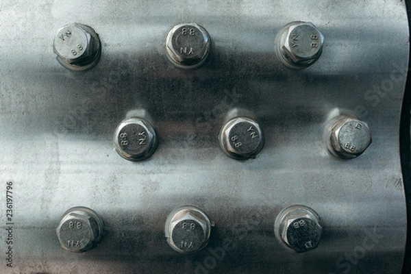 Fototapeta Background metal texture with rivets.