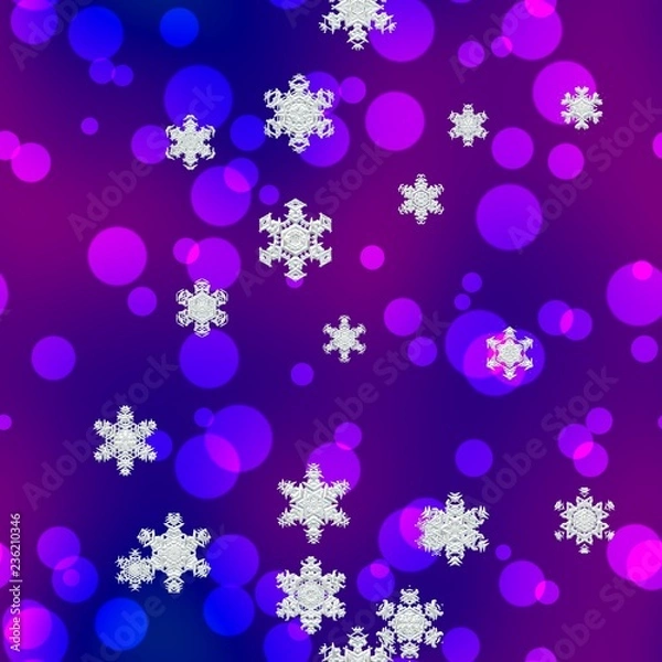 Fototapeta Christmas seamless background with snowflakes and balls