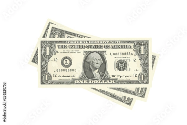 Obraz stos banknotów jednodolarowych. ilustracji wektorowych