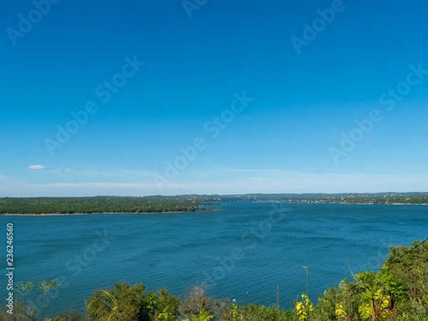 Obraz Scenic view of calm lake Travis near Austin, Texas