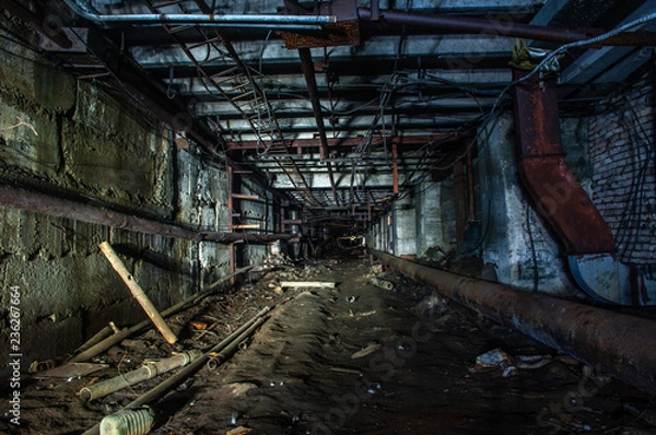 Fototapeta Underground communication tunnel