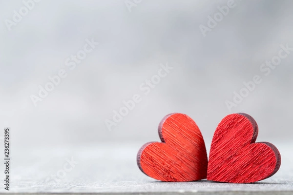 Fototapeta Two Hearts. Valentines day greeting card.