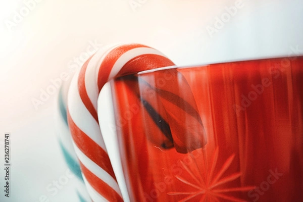 Fototapeta Christmas traditional red lolipops