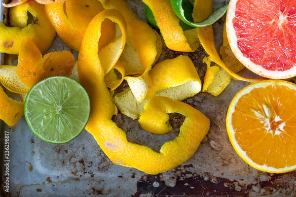 Obraz Citrus peels, orange, lemon and grapefruit