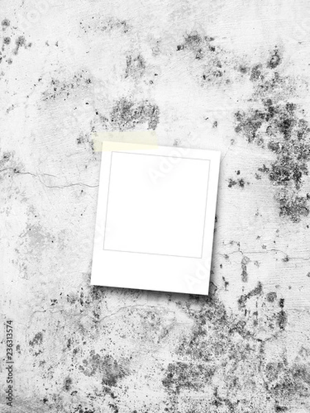 Fototapeta Blank square instant photo frame on grey concrete wall background