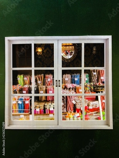 Fototapeta Christmas candy window store