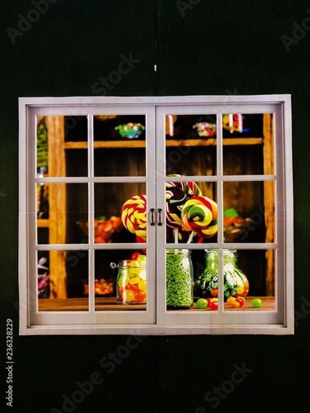 Fototapeta Christmas candy window store