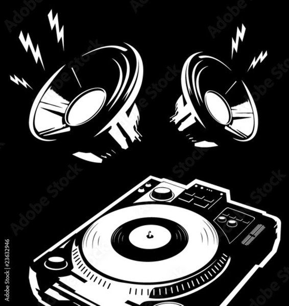 Obraz player and speakers vector illustration