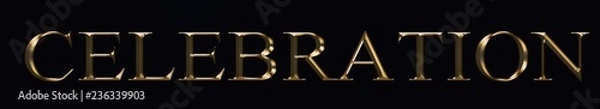 Fototapeta Celebration text made from in gold on black background. Shiny festive party firework font.