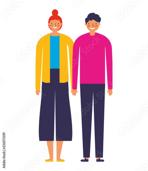 Fototapeta couple characters on white background