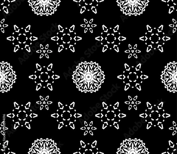 Fototapeta Christmas snowflake seamless pattern for winter holiday ornament