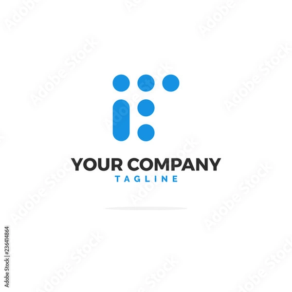 Fototapeta Blue Vector IT Logo Lines Dots