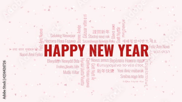 Fototapeta Happy New Year text with word cloud on a white background