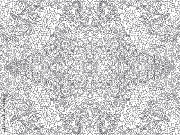 Fototapeta Seamless abstract background. Drawing by hand. Zentangle. Vector illustration. Sophisticated vintage pattern.