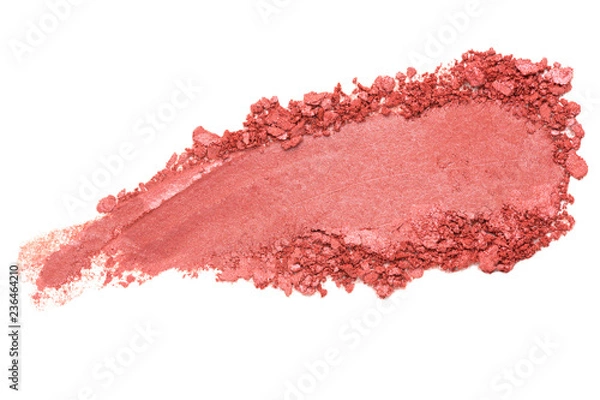 Obraz Crumbled / crushed red eyeshadow powder isolated on white background. Cosmetic photography