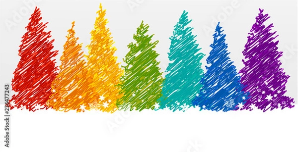 Obraz Choinki w kolorach tęczy