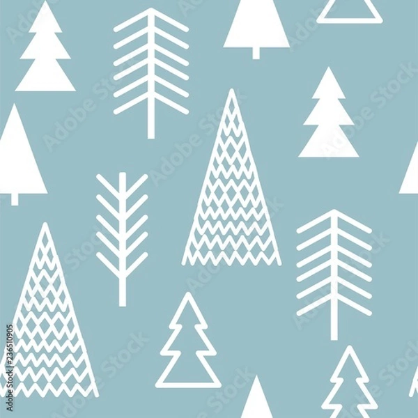 Fototapeta Set of simple Christmas patterns. color illustration of Christmas trees. flat design. winter