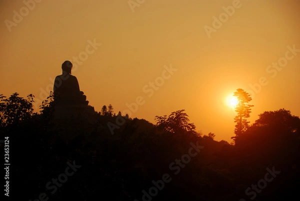Obraz Buddha at sunset, Po Lin, Hongkong