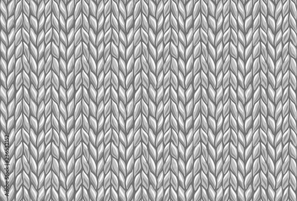 Obraz knitted wool background pattern. gray vector draw