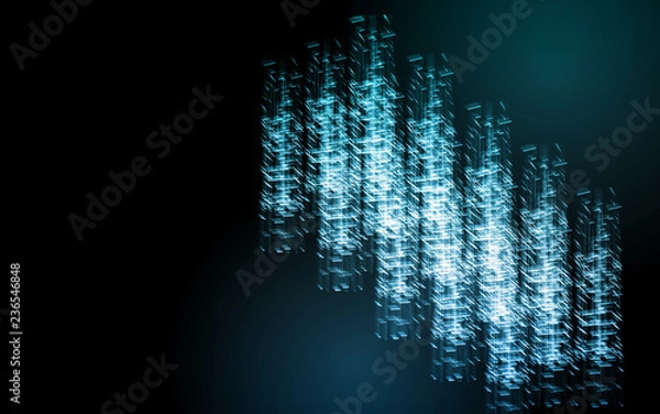 Obraz 2d illustration of Big data concept. Binary data in a form of rectangle grid shape. Digital building data center. For artificial intelligence, deep machine learning use with copy space available