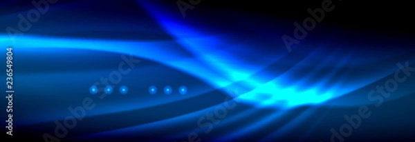 Fototapeta Liquid neon flowing waves, glowing light lines background