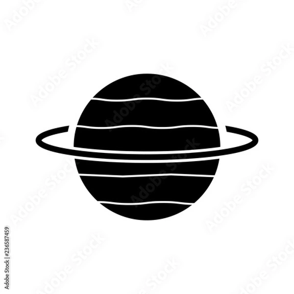 Fototapeta Planet Saturn with planetary ring system flat vector icon for astronomy apps and websites