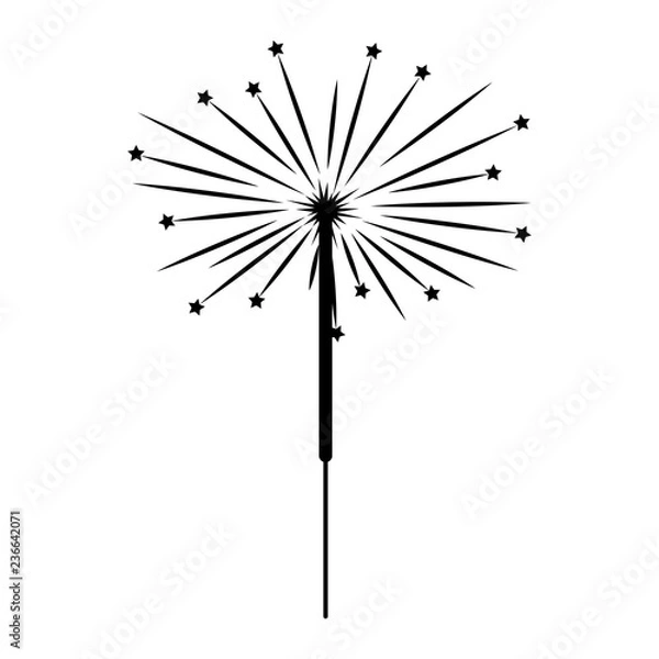 Obraz Sparkler with star black on white background sign 2.11