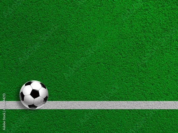 Fototapeta Piłka nożna na trawie jako panoramiczne tło