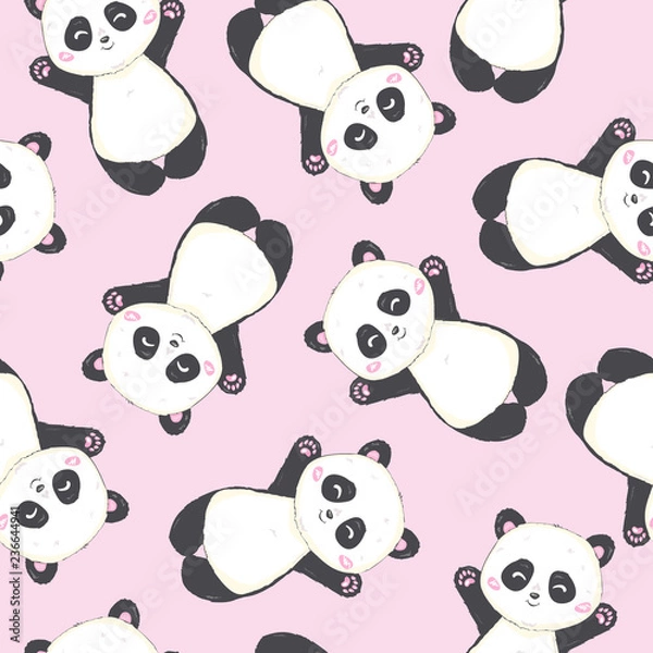 Obraz Cartoon Seamless Panda Pattern