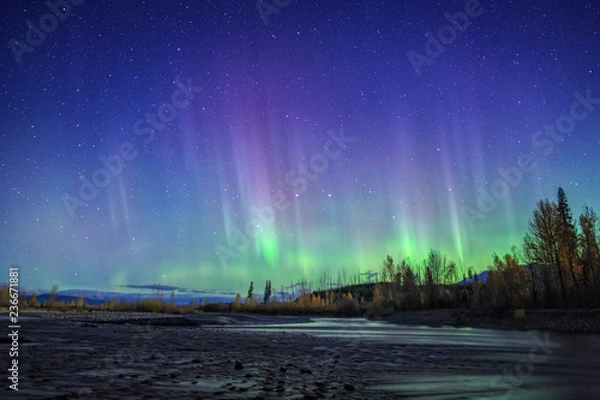 Obraz Aurora Borealis Over Rocky River
