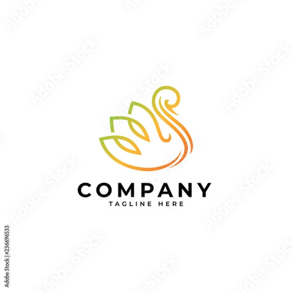 Fototapeta Minimalist outline lineart swan logo, swan vector icon