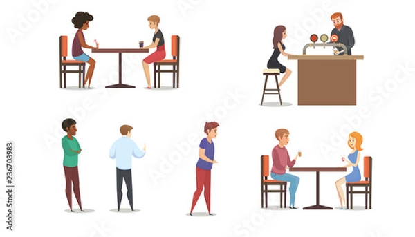 Fototapeta Restaurant or Bar Multinational Clients Vector Set
