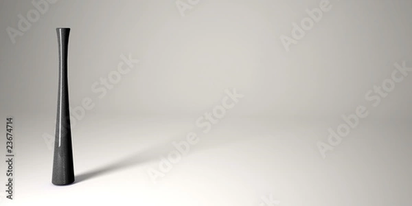 Obraz Black thin vase in white studio.
