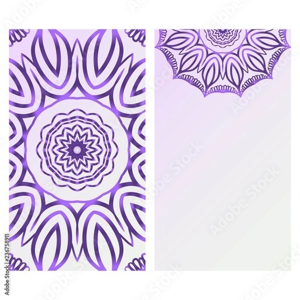 Fototapeta The front and rear side. mandala design elements. Wedding invitation, thank you card, save card, baby shower. Vector illustration.