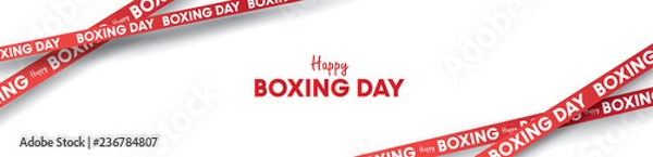 Obraz Boxing day vector illustration.Typography combined in a shape of ribbon and text with paper art and craft style