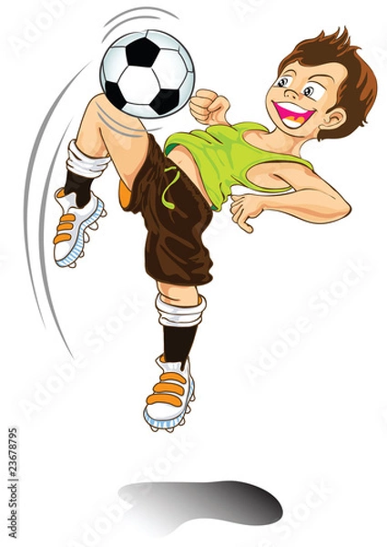 Fototapeta boy cartoon playing football