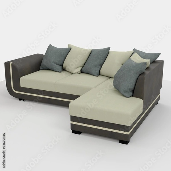 Obraz 3D rendering. Modern sofa of simple shape