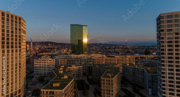 Obraz Prime Tower at Dusk, Zurich, Switerzland