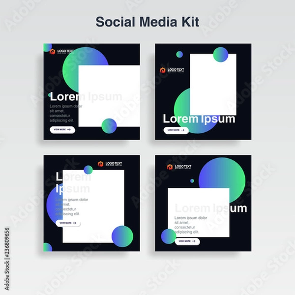 Obraz set cover template. memphis style for social media