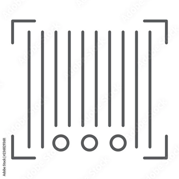 Fototapeta Barcode thin line icon, scanner and identification, code sign, vector graphics, a linear pattern on a white background.