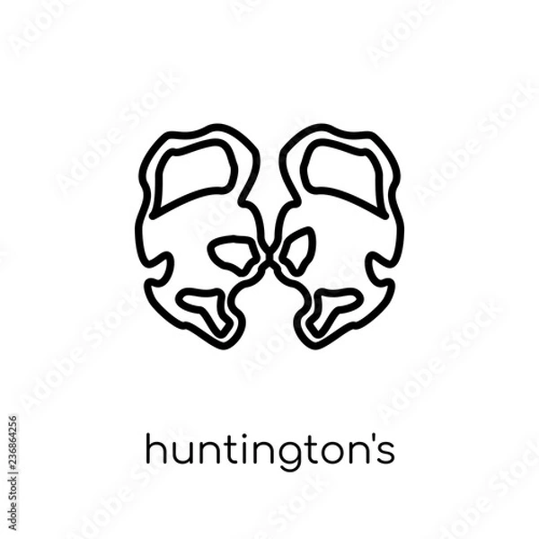 Fototapeta Huntington's disease icon. Trendy modern flat linear vector Huntington's disease icon on white background from thin line Diseases collection