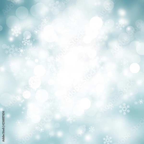 Obraz white bokeh blur background / Circle light on gree-blue background / abstract light background
