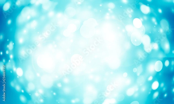 Fototapeta white circle on blue blur abstract background. bokeh Christmas blurred beautiful shiny Christmas lights