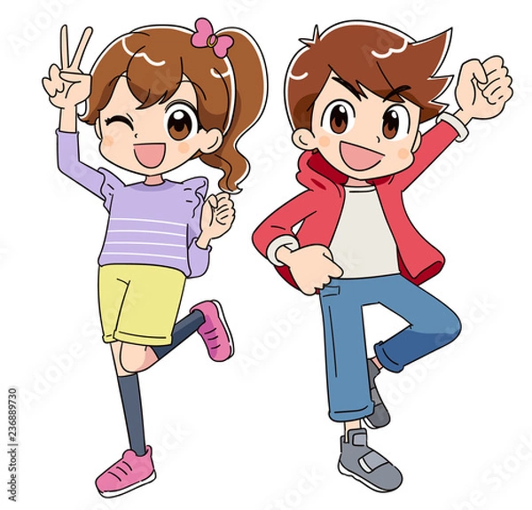 Obraz 男の子と女の子 （アニメ・ゲーム風テイスト）